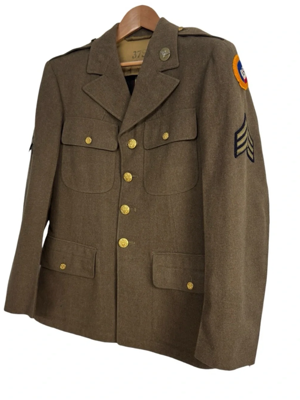Vintage WWII US Army Air Forces Service Jacket OD Wool 37S 3rd AF Sgt Cadet Pin